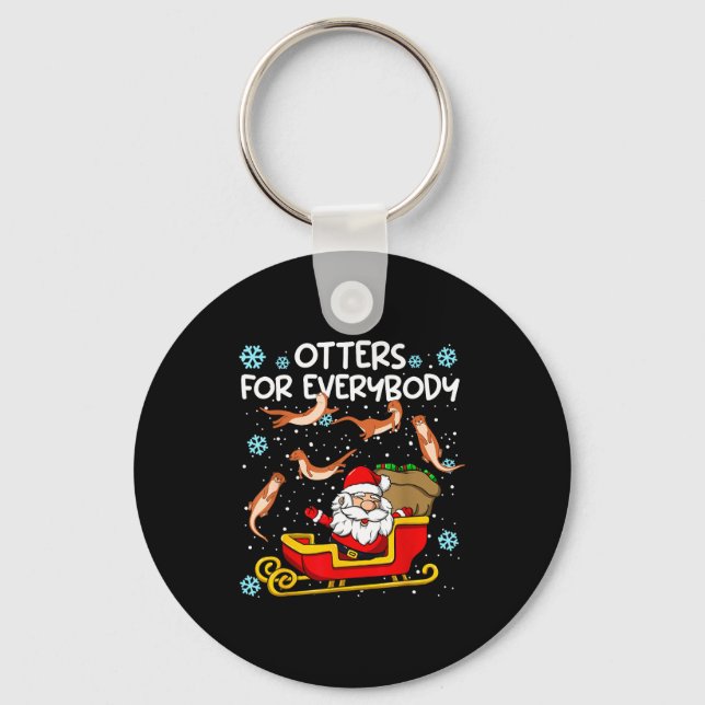 Otters For Everybody Santa Funny Christmas Otter  Keychain (Front)