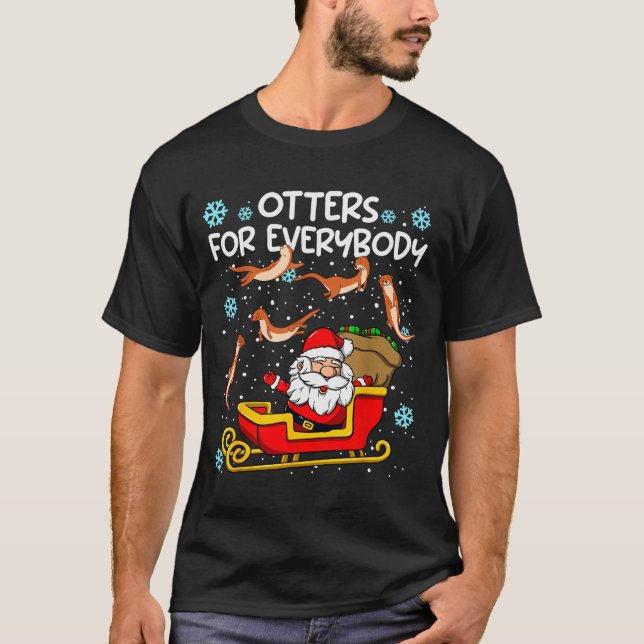 Otters For Everybody Santa Funny Christmas Otter  T-Shirt (Front)