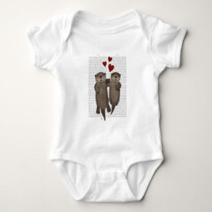 Otters Holding Hands Baby Bodysuit