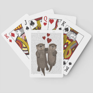 Otters Holding Hands Playing Cards