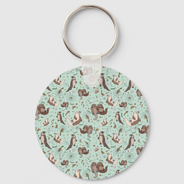 Otters in Blue Keychain (Front)