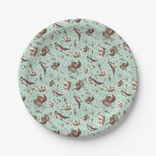 Otters in Blue Paper Plate