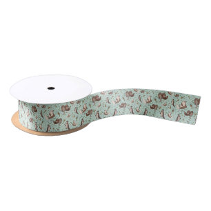 Otters in Blue Satin Ribbon