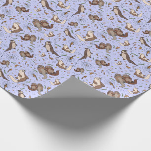 Otters in Purple Wrapping Paper