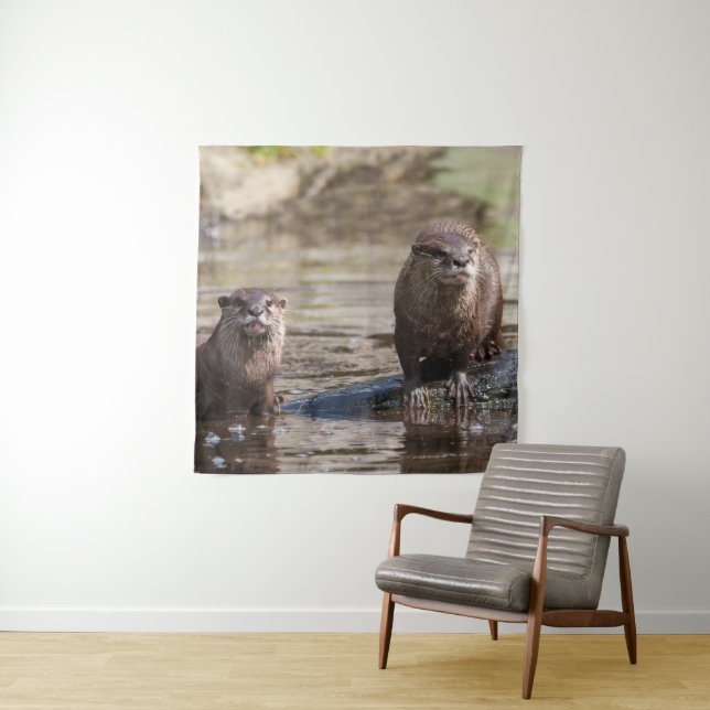 Otters in the Spotlight Tapestry (In Situ)