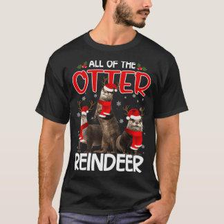 Otters Reindeer Deer Antler Funny Christmas Santa T-Shirt