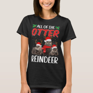 Otters Reindeer Deer Antler Funny Christmas Santa  T-Shirt