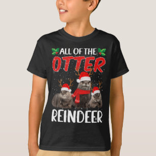 Otters Reindeer Deer Antler Funny Christmas Santa T-Shirt
