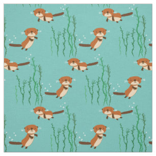Otters Swimming Fabric