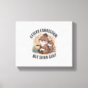 Ottery Expression Cute Sloth and Baby Canvas Print