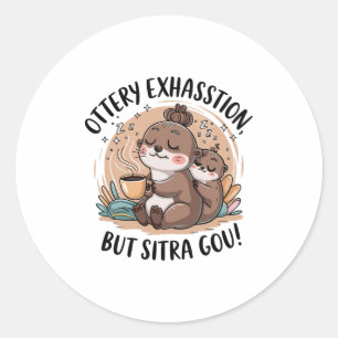 Ottery Expression Cute Sloth and Baby Classic Round Sticker