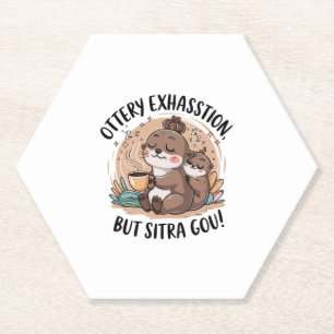 Ottery Expression Cute Sloth and Baby Paper Coaster