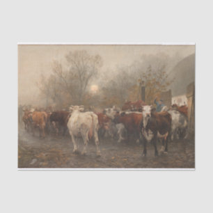 Otto Bache   The Cows are Driven out of the Barn Tissue Paper