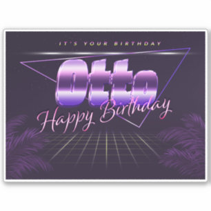 Otto Name Vorname lila retro Sticker Geburtstag