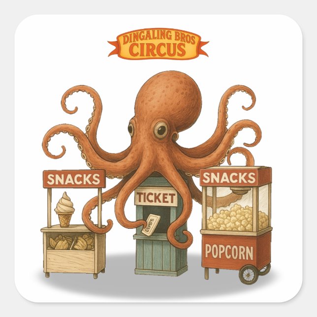 Otto’s circus snack shack square sticker (Front)