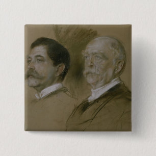Otto von Bismarck and his Son Herbert 2 Inch Square Button