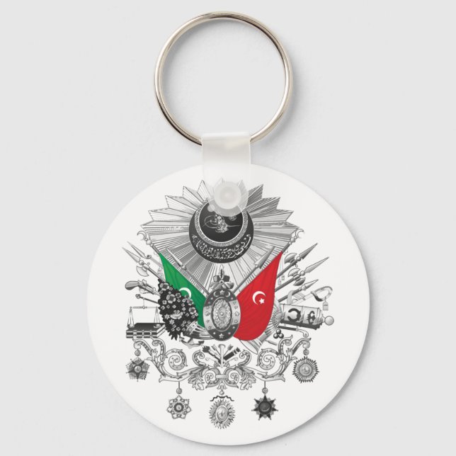 Ottoman Empire Grayscale Coat Of Arms Keychain (Front)