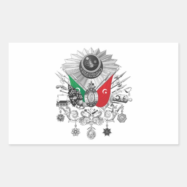 Ottoman Empire Grayscale Coat Of Arms Sticker (Front)