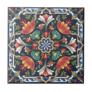 Ottoman Floral Mandala Ceramic Tile