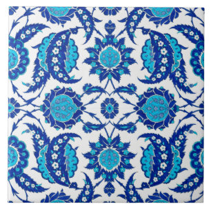 Ottoman Iznik Saz Leaf Floral Blue Turquoise Tile