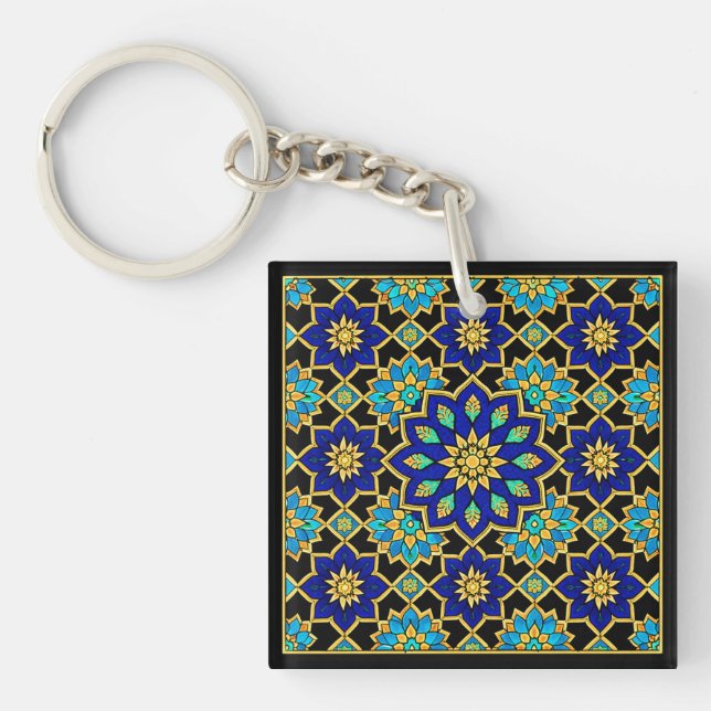 Ottoman Style History Design Blue  Keychain (Front)