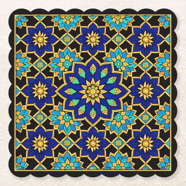 Ottoman Style History Design Blue  Paper Coaster (Front)