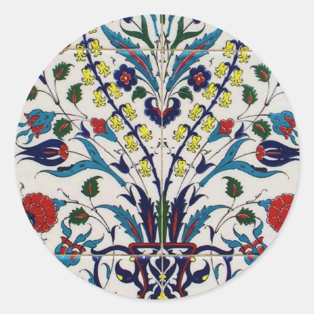 Ottoman Turkey Arabesque Old Tile Classic Round Sticker (Front)