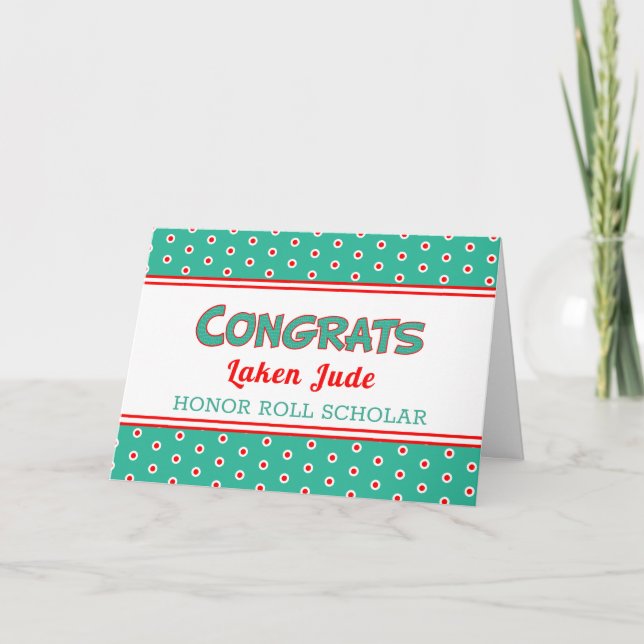 Ouah ! Carte de félicitations Honor Roll Scholar (Devant)