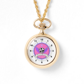 OUAH ! ⚽ Montre de collier de soccer or - Nom pers