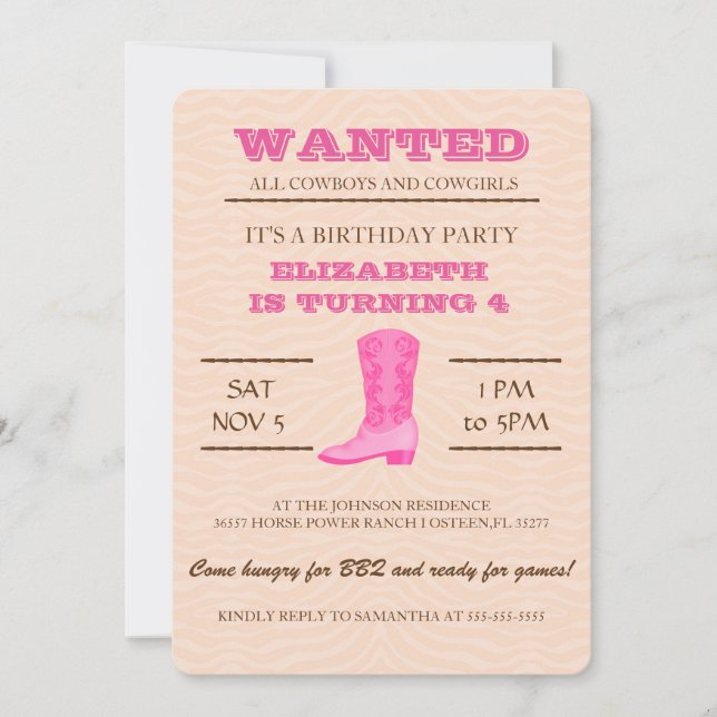 OUAIS ! Invitation à la fête d'anniversaire de Pin (Devant)