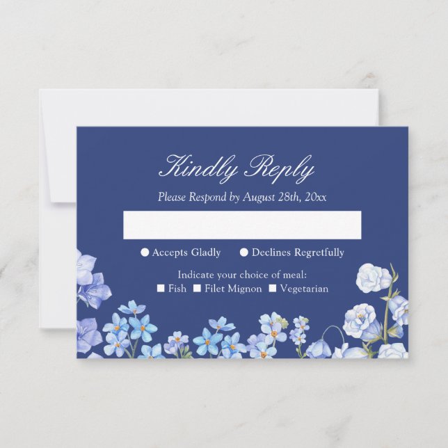 Oubliez-moi non Royal Blue Floral Wedding RSVP (Devant)