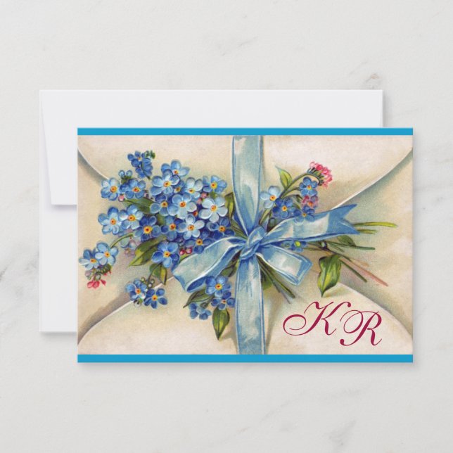 OUBLIEZ-MOI NOTES MONOGRAMME MARIAGE RSVP bleu arg (Devant)