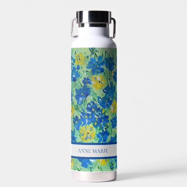 Oubliez-Moi-Pas Floral Nom personnalisé Bouteille  (Avant)