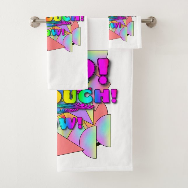 Ouch! Comic Book Jargon Fun  Bath Towel Set (Insitu)