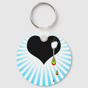 ouch. rainbow heart. keychain