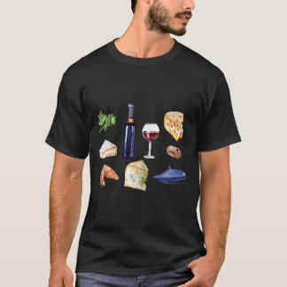 Oui In France Great Red Wine Cheeses Beret Croissa T-Shirt
