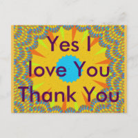 Oui, je t'aime Carte postale Merci
