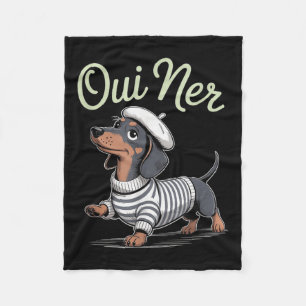 Oui Ner Dachshund Wiener Dog French Humour Funny S Fleece Blanket