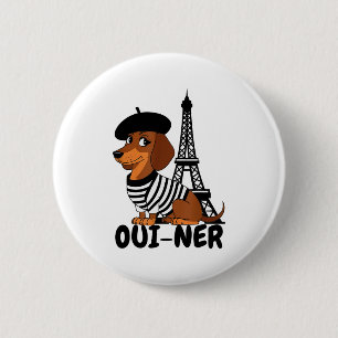 Oui-ner Dog Funny Dachshund Wiener Sausage Ween Do 2 Inch Round Button