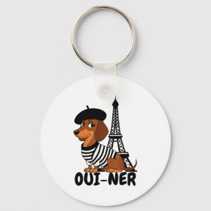 Oui-ner Dog Funny Dachshund Wiener Sausage Ween Do Keychain