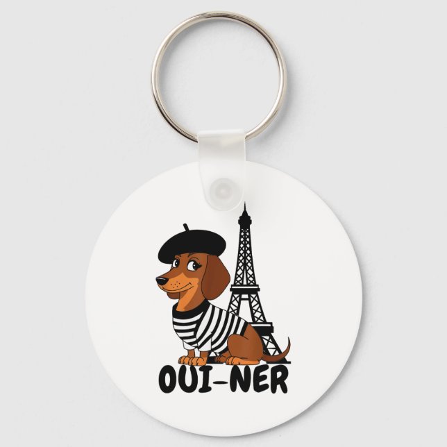 Oui-ner Dog Funny Dachshund Wiener Sausage Ween Do Keychain (Front)