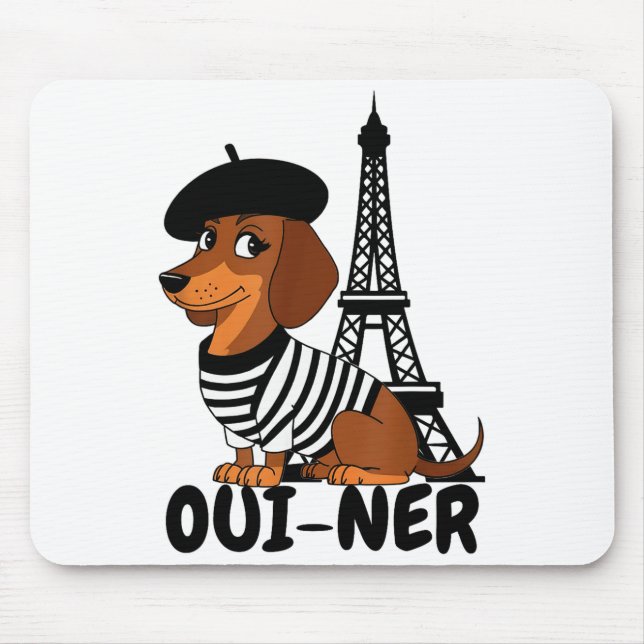 Oui-ner Dog Funny Dachshund Wiener Sausage Ween Do Mouse Pad (Front)