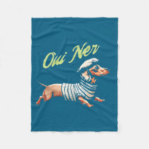 Oui Ner Funny Dachshund Wiener Dog French Humor  Fleece Blanket