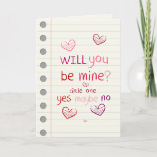 OUI OU NON carte de Valentine