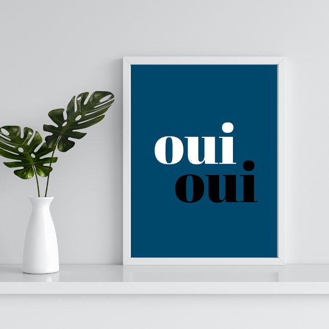 oui oui Modern Blue Simple typography bathroom Poster (Creator Uploaded)