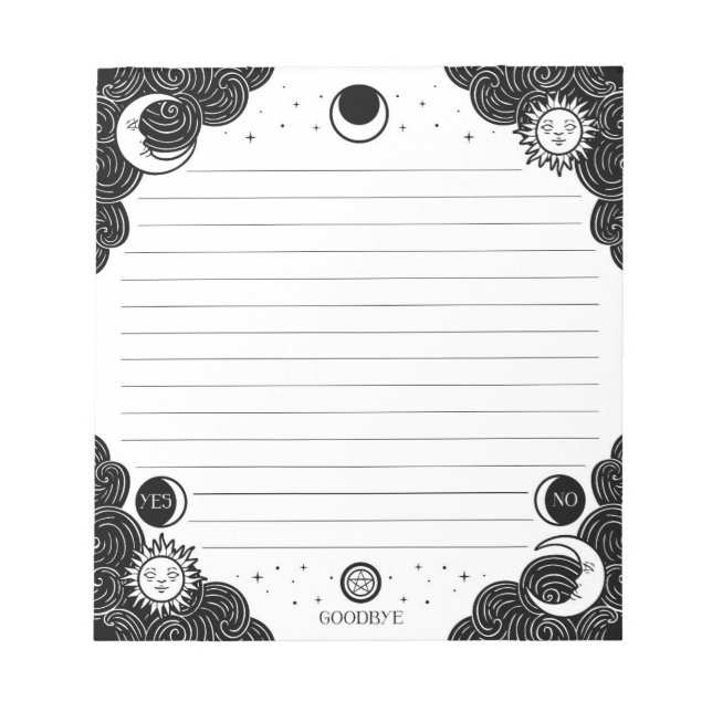 Ouija Lined Notepad Witchy Office Supply (Front)