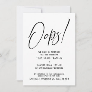 Oups ! Drôle Mariage retardée carte simple