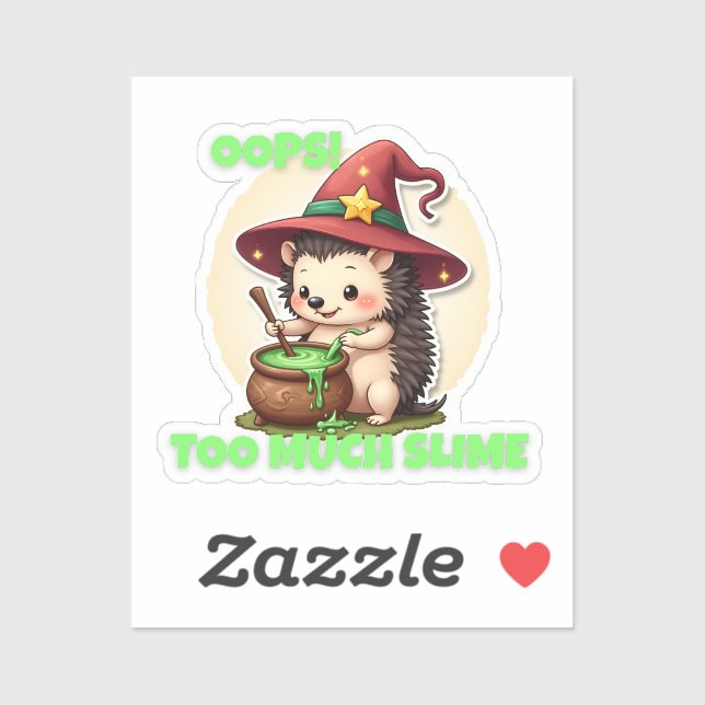 Oups ! Trop mince - Sticker de hérisson mignon (Feuille)