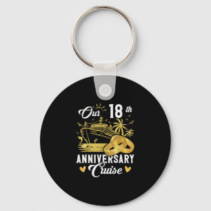 Our 18th Anniversary Golden Cruise Vacation Couple Keychain