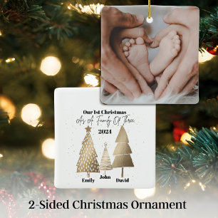 Our 1st Christmas as a family of 3 Ceramic Ornament